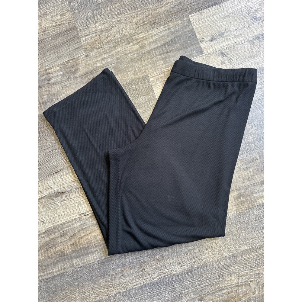 Skims Pants Women's Black Wide Leg Ribbed Lounge Sweatpants Drawstring Size 2x